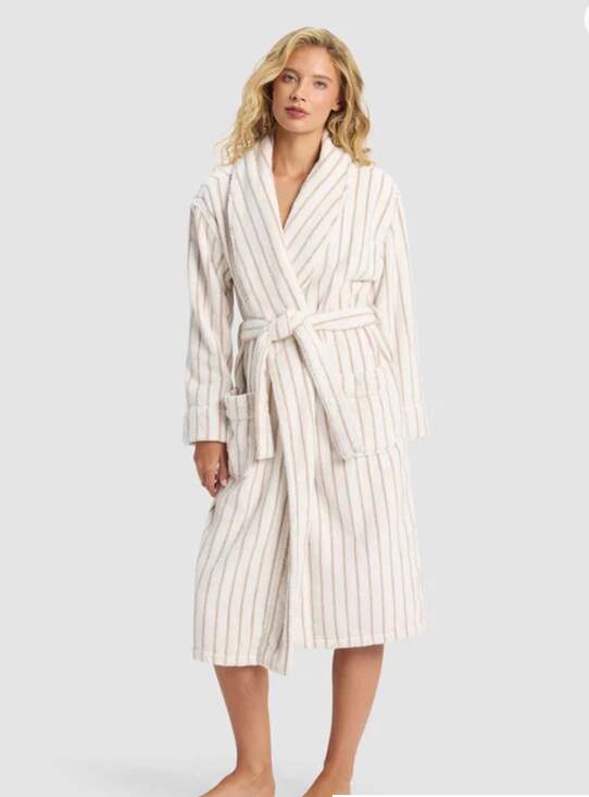 Cozy Earth Other - Cozy Earth Striped Luxe Bath Robe Sand/Seashell Size XS